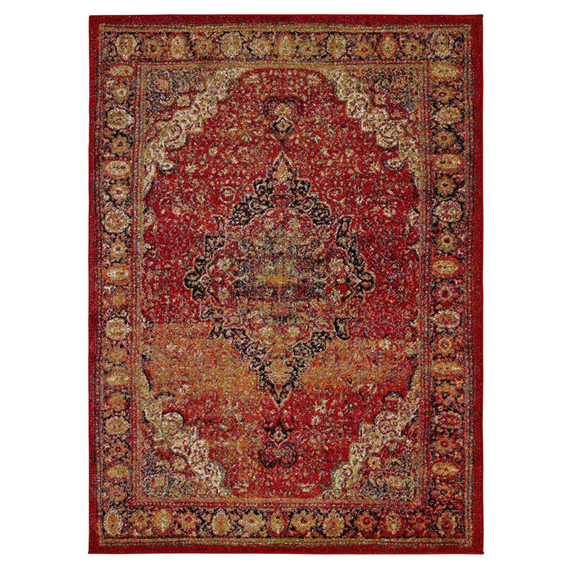 Casamode Functional Furniture City Antique Faded Look Red Area Rug